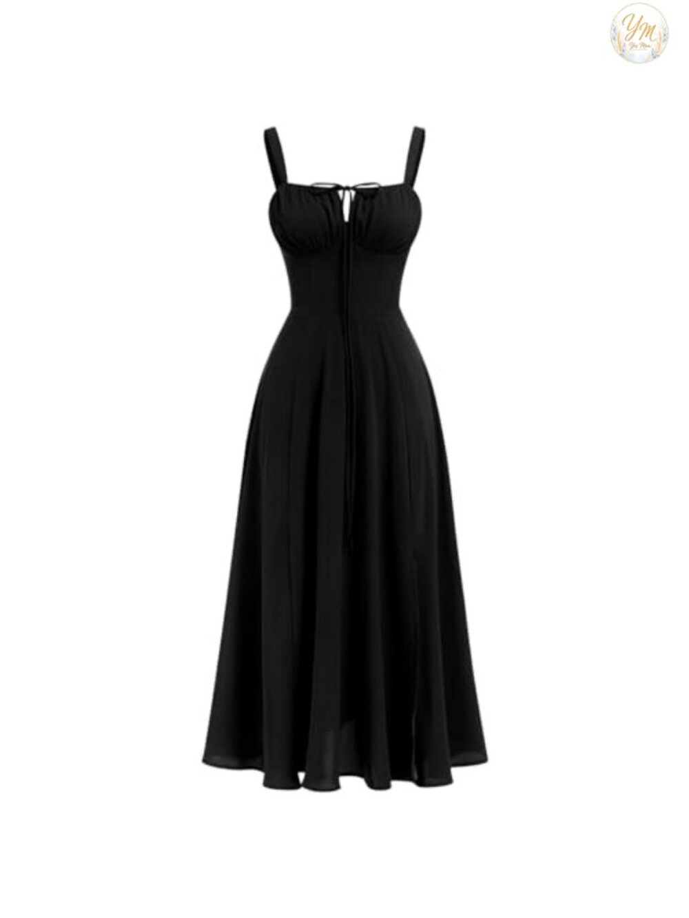 Women's Floral Corset Sleeveless A-Line Midi Dress with Slit and Lace-Up Back